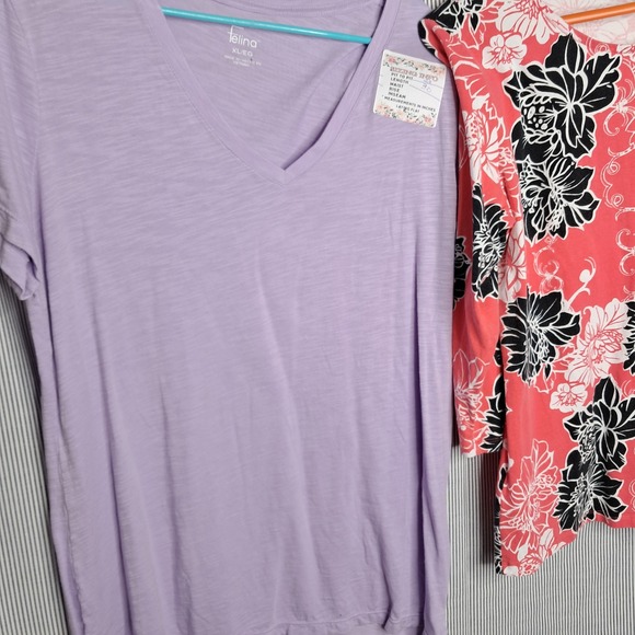 Lot of 3 Women's Tops - Felina Lavender‎ V-Neck & Floral Print Long Sleeve L - Picture 8 of 9